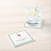 Flamingo Tropics Beach Coastal Retro Wedding Rechteckiger Pappuntersetzer (Vor Ort)