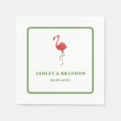 Flamingo Tropics Beach Coastal Retro Wedding Serviette (Vorderseite)