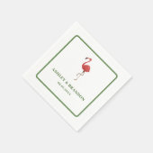 Flamingo Tropics Beach Coastal Retro Wedding Serviette (Ecke)