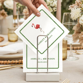 Flamingo Tropics Beach Coastal Retro Wedding Serviette