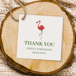 Flamingo Tropics Grün und Rosa Hochzeit Danke Geschenkanhänger