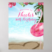 Flamingo Tropics Hibiskus Pink Chic Party Banner Poster (Vorne)