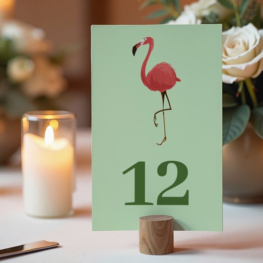 Flamingo Tropics Küsten Grün Strand Hochzeit Tischnummer