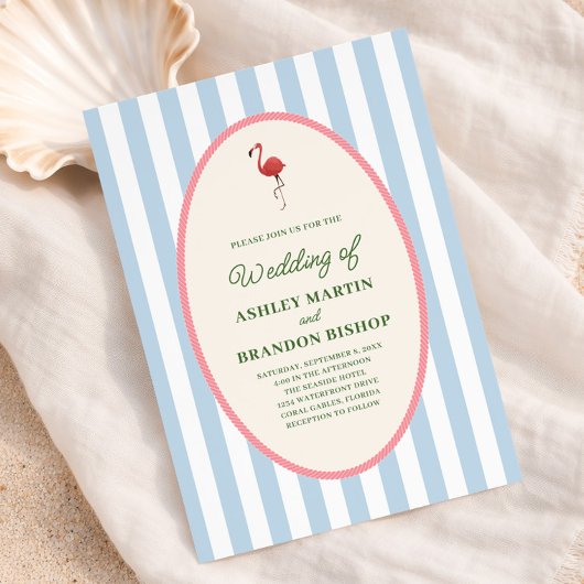 Flamingo Tropics Modern Coastal Island Wedding  Einladung