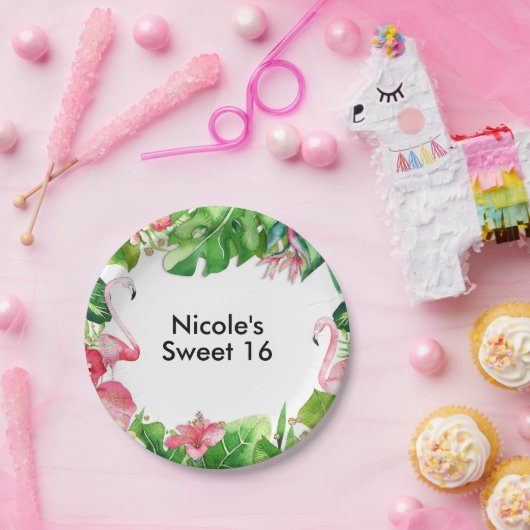 Flamingo Tropics Summer Birthday Party Elegante Pappteller (Party)