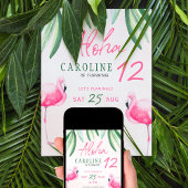 Flamingo tropische Aloha Kindergeburtstag Party Einladung