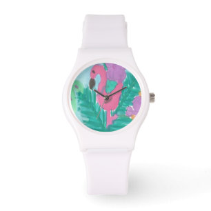 Flamingo-tropische Dschungel-Uhr Armbanduhr