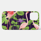 Flamingo, tropische Pflanze, schwarzer Hintergrund Case-Mate iPhone Hülle (Rückseite (Horizontal))
