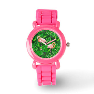 Flamingo tropische Wasserfarbe Armbanduhr