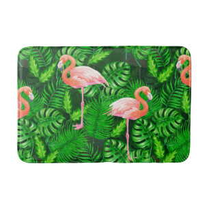 Flamingo tropische Wasserfarbe Badematte