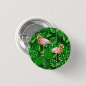Flamingo tropische Wasserfarbe Button (Vorne & Hinten)