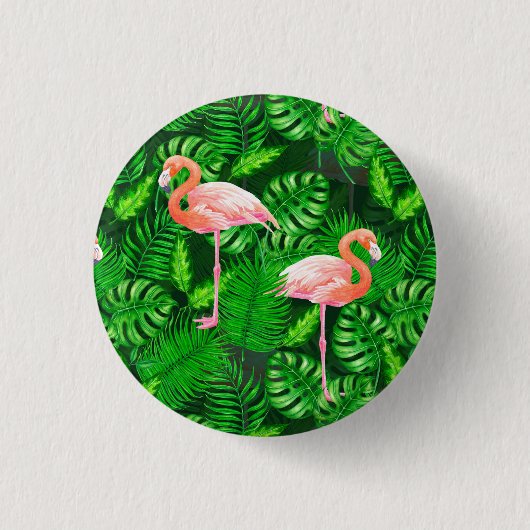 Flamingo tropische Wasserfarbe Button (Vorderseite)