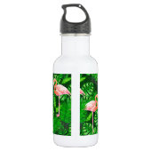 Flamingo tropische Wasserfarbe Edelstahlflasche (Rückseite)