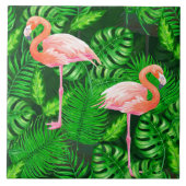 Flamingo tropische Wasserfarbe Fliese (Vorderseite)