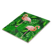 Flamingo tropische Wasserfarbe Fliese (Seite)