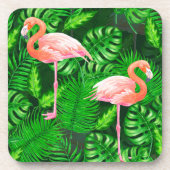 Flamingo tropische Wasserfarbe Getränkeuntersetzer (Vorderseite)