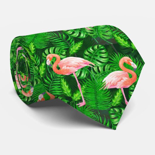 Flamingo tropische Wasserfarbe Krawatte (Gerollt)