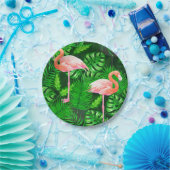 Flamingo tropische Wasserfarbe Pappteller (Party)