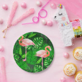 Flamingo tropische Wasserfarbe Pappteller (Party)
