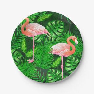 Flamingo tropische Wasserfarbe Pappteller