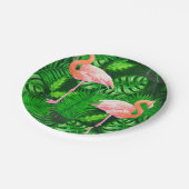 Flamingo tropische Wasserfarbe Pappteller (Schrägansicht)