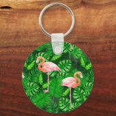 Flamingo tropische Wasserfarbe Schlüsselanhänger (Vorderseite)
