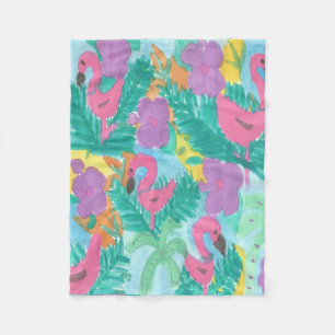 Flamingo-tropischer Dschungel-Druck Fleecedecke