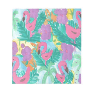Flamingo Tropischer Dschungel Muster Notizblock