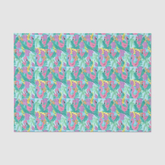 Flamingo Tropischer Dschungel Seidenpapier (Vorderseite)