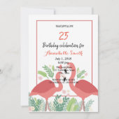 Flamingo-Tropischer Geburtstag Einladung (Vorderseite)