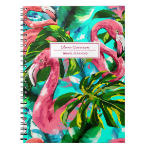 Flamingo Tropischer Name und Thema Notizblock