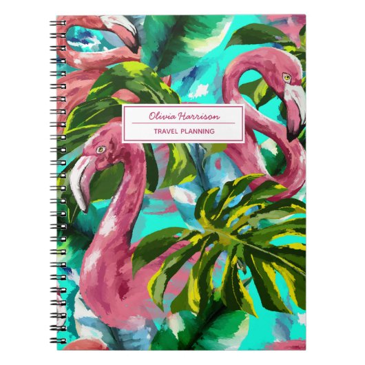 Flamingo Tropischer Name und Thema Notizblock (Vorderseite)