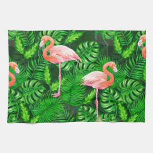 Flamingo tropisches Aquarell Geschirrtuch