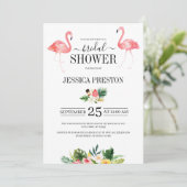 Flamingo tropisches Brautparty Einladung (Stehend Vorderseite)