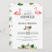 Flamingo tropisches Brautparty Einladung (Vorne/Hinten)