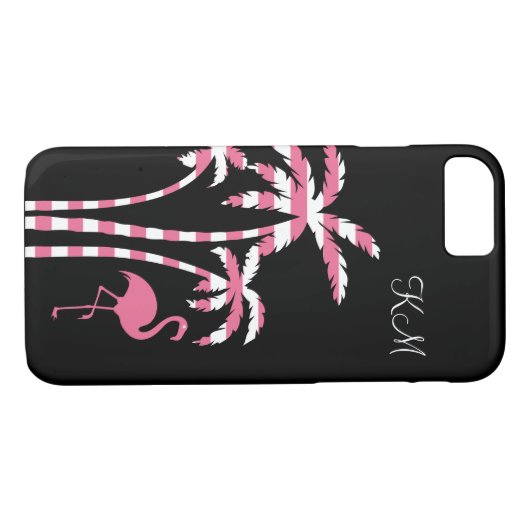 Flamingo-tropisches Monogramm Case-Mate iPhone Hülle (Rückseite (Horizontal))