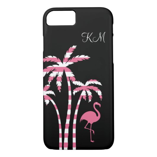 Flamingo-tropisches Monogramm Case-Mate iPhone Hülle (Rückseite)