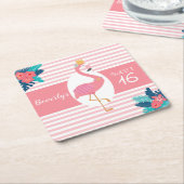 Flamingo tropisches Rosa und blaue Blumen 16. Rechteckiger Pappuntersetzer (angewinkelt)