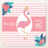 Flamingo tropisches Rosa und blaue Blumen 16. Rechteckiger Pappuntersetzer (Vorderseite)
