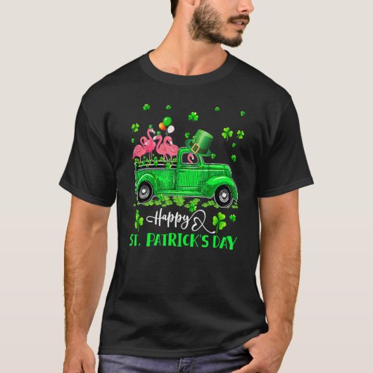 Flamingo Truck Shamrock Green Lucky Shamrock St Pa T-Shirt (Vorderseite)