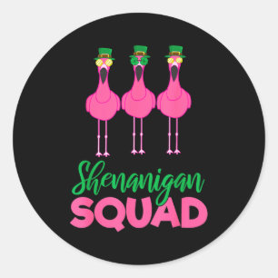 Flamingo-Truppe Lustiger Glücklicher St. Patricks Runder Aufkleber