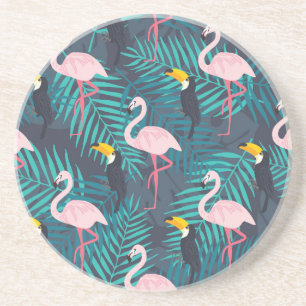 Flamingo, Tukan: tropisches Blattmuster Getränkeuntersetzer