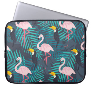 Flamingo, Tukan: tropisches Blattmuster Laptopschutzhülle