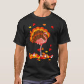 Flamingo Turkey Cute Flamingo Turkey Fall Leaf Tha T-Shirt (Vorderseite)
