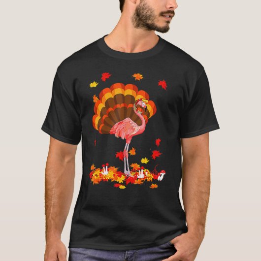 Flamingo Turkey Cute Flamingo Turkey Fall Leaf Tha T-Shirt (Vorderseite)