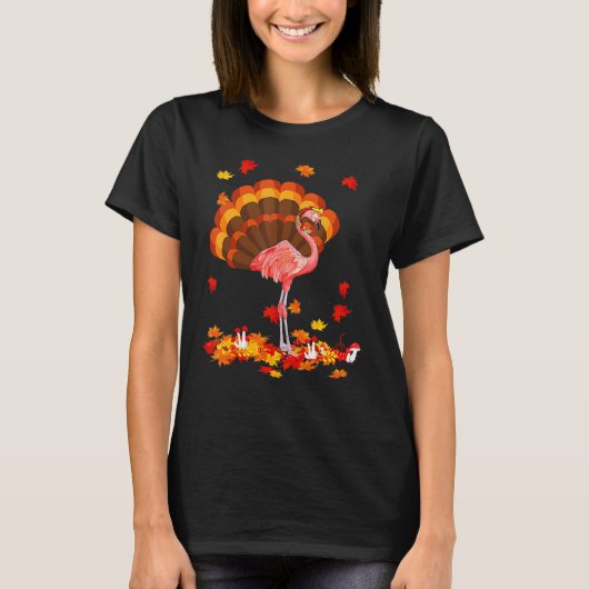 Flamingo Turkey Cute Flamingo Turkey Fall Leaf Tha T-Shirt (Vorderseite)