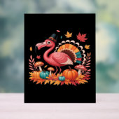 Flamingo Turkey Niedlich Flamingo Türkei Fall Leaf Acrylschild (Neutral)