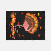Flamingo Turkey Niedlich Flamingo Türkei Fall Leaf Fleecedecke (Vorderseite (Horizontal))