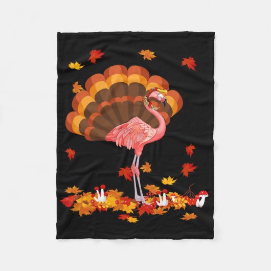 Flamingo Turkey Niedlich Flamingo Türkei Fall Leaf Fleecedecke (Vorderseite)