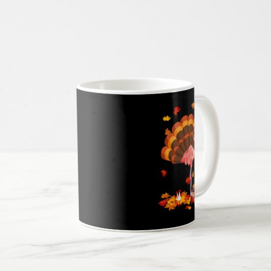 Flamingo Turkey Niedlich Flamingo Türkei Fall Leaf Kaffeetasse (VorderseiteRechts)